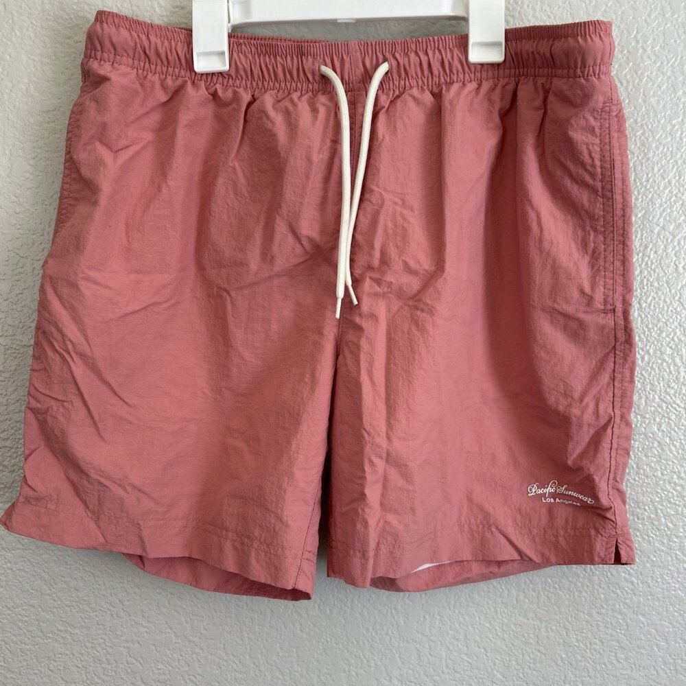 Pacsun‎ Pacific Swimwear Pink Drawstring Swim Shorts Men’s Large EUC